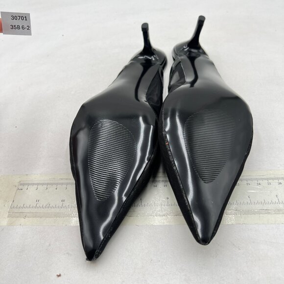 FYS Black Pointed Toe Mules Slip on Low Heels Formal Party Dance Shoes - Picture 6 of 7